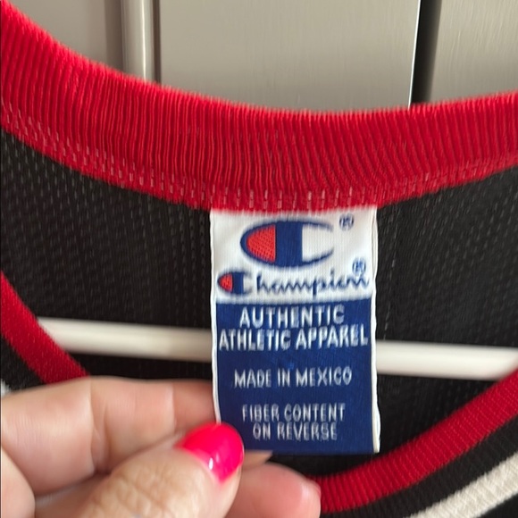 Vintage Michael Jordan Champion Bulls Jersey in Black and Red 23 sz M 10-12 - Picture 3 of 6